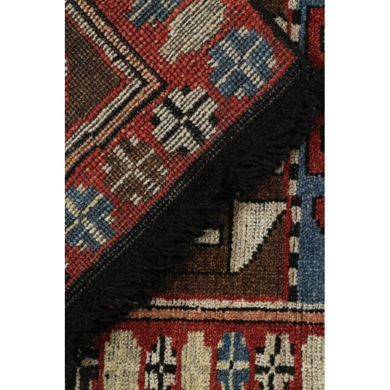 Burano Handmade Kilim Wool Geometric Area Rug, Red Black, Rectangle 6' x 9'