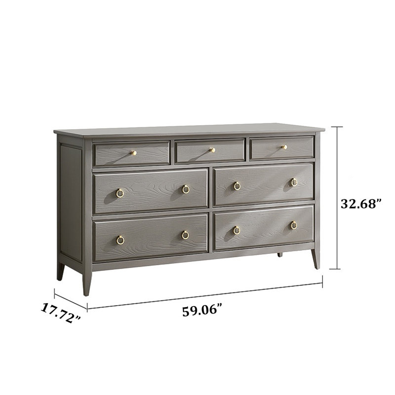 Armoire à 59 tiroirs 59,06 po gris massif + bois manufacturé