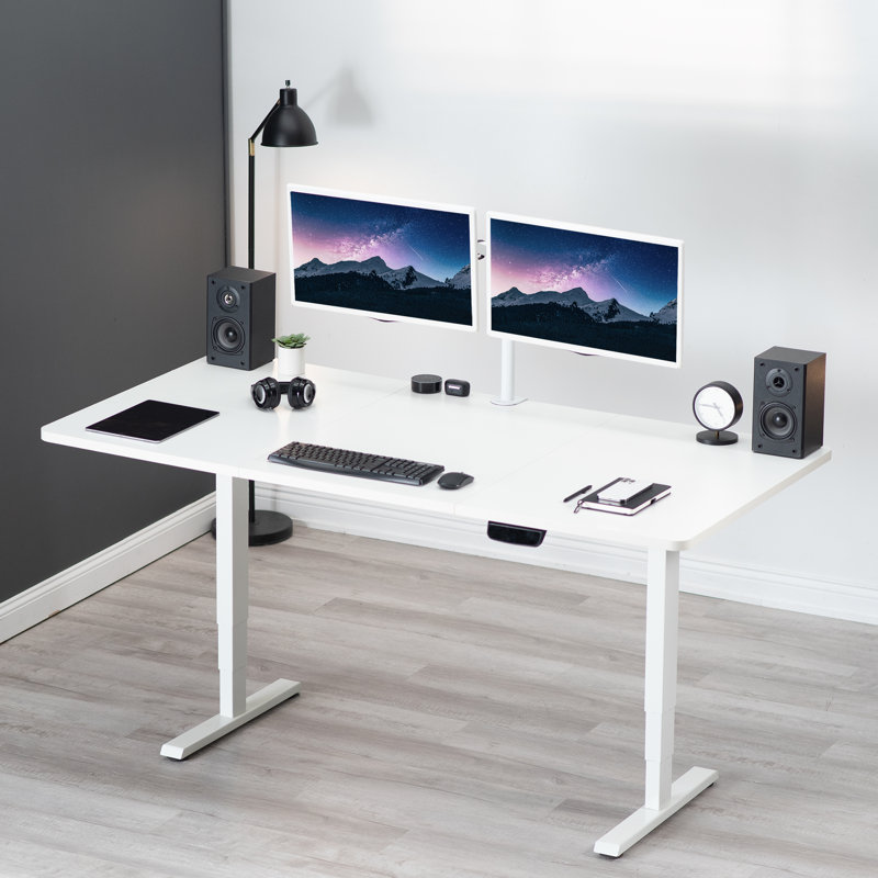 Electric Dual Motor Standing Desk, 71" White Top with Memory Preset