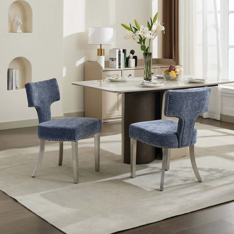 Ensemble de 2 chaises de salle à manger de style Mid-Century moderne, Bleu