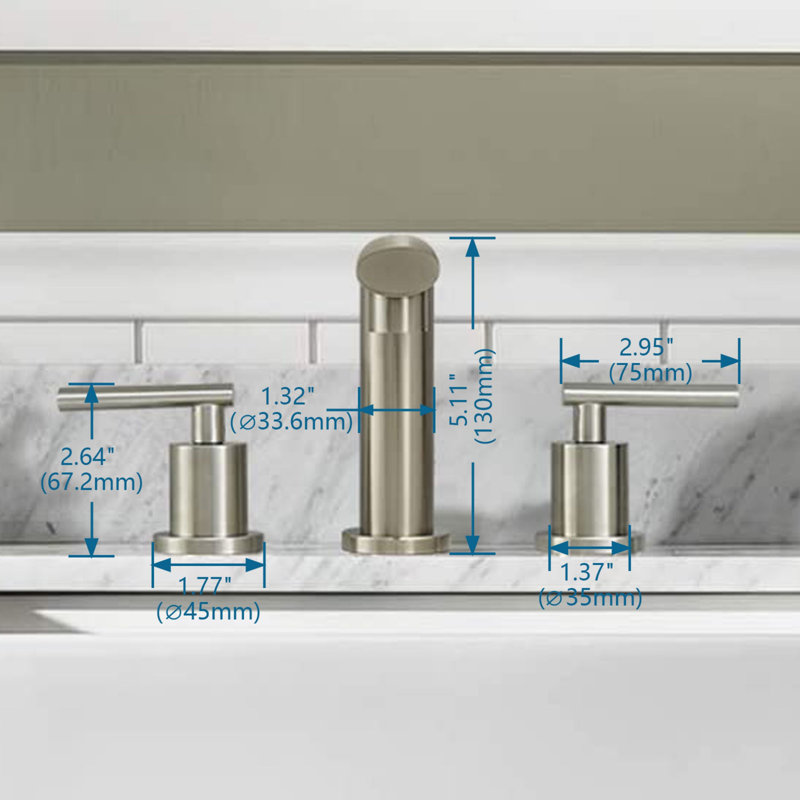 Widespread 2-handle Bathroom Faucet with Drain Assembly, Brushed Nickel