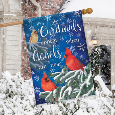 Cardinals Appear Winter House Flag