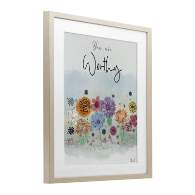 «You Are Worthy Modern Blooms», reproduction encadrée sous verre, conception de Renel Peters