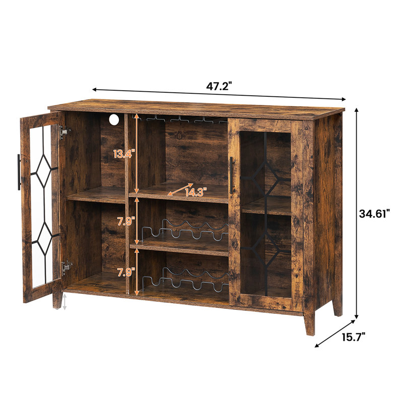 Floor Wine Bottle & Glass Rack, Brown