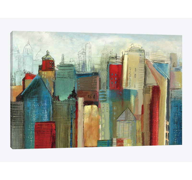 «Sunlight City», reproduction sur toile, H 18 po x l 26 po x P 1,5 po, Pas de tapis, Toile tendue