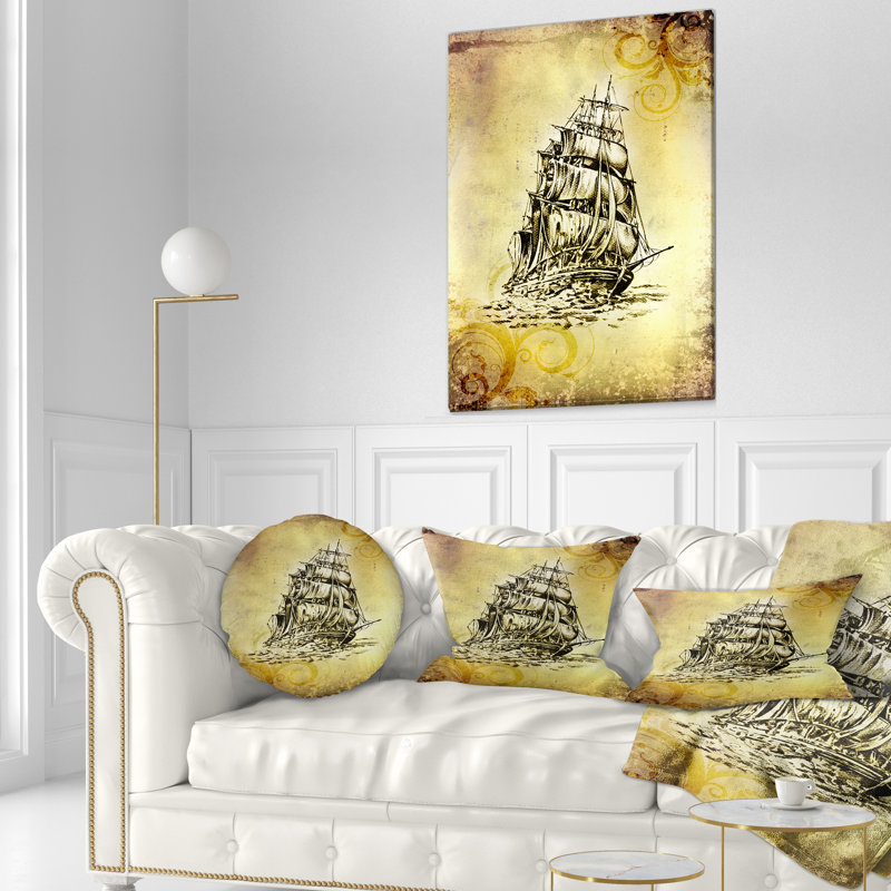 Coussin de mer pour bateau à bateau antique "mer shore single", 16 po x 1 po, Coussin décoratif