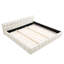 Structure de lit très grand avec revêtement en chenille épaisse beige, tête de lit, lit plateforme, sans sommier, sommeil confortable, design contemporain