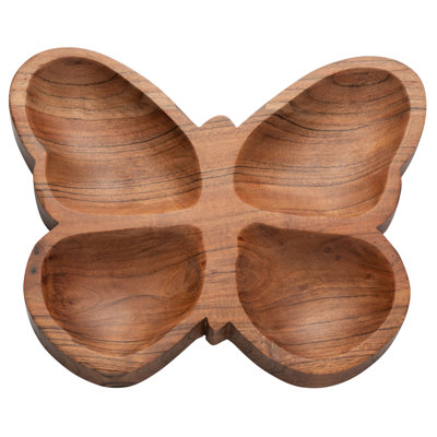 Wood Shaped Serving Bowl Butterfly