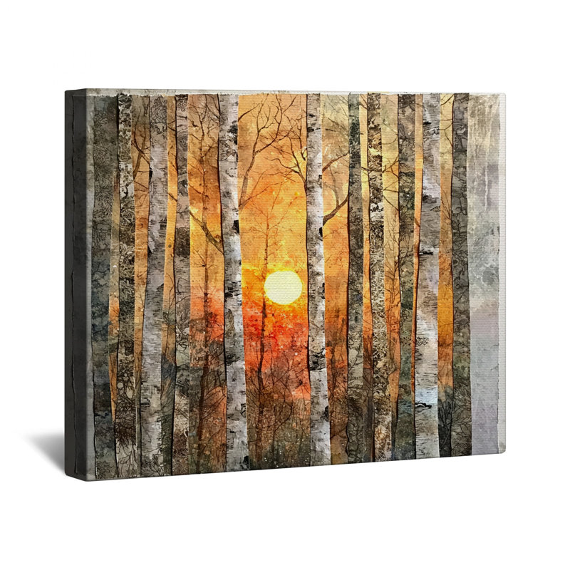 Birch Trees Sunset Canvas Gallery Wrap in Many Sizes, 20 x 24 inches