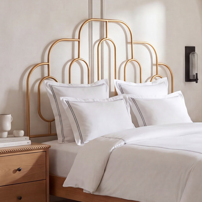 Magdeline Metal Headboard, Full, Gold