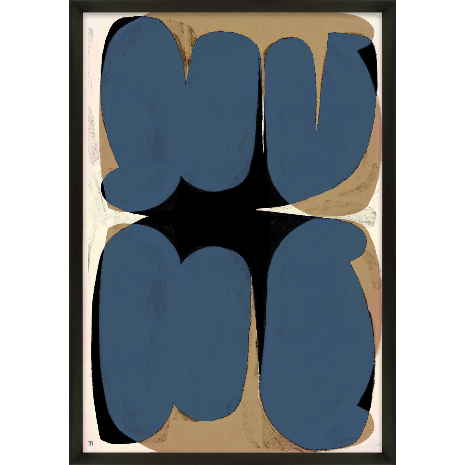 Forme Astratte by Marco Marella For Studio M, Black Single Structure Framed Paper, 50" H x 35" W x 1.25" D