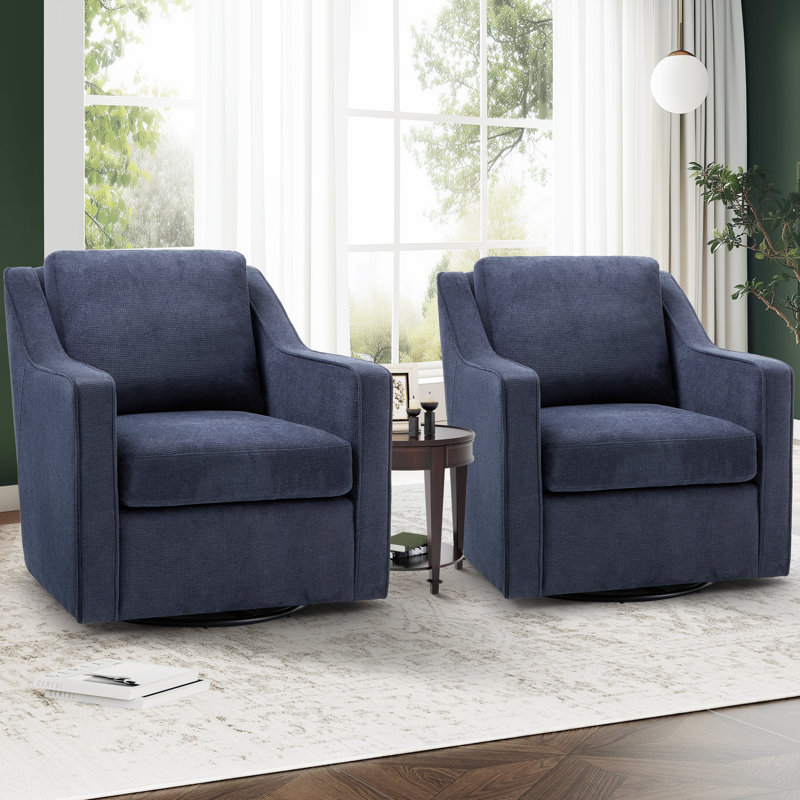 Bronnen Big And Wide Upholstered Cushion Swivel Armchair with Removable Back Cushion, Pumpkin Polyester