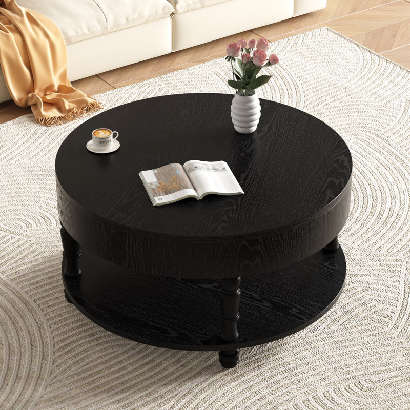 Table basse 31,5 "moderne avec plateau rabattable avec rangement double et pieds réglables, Noir