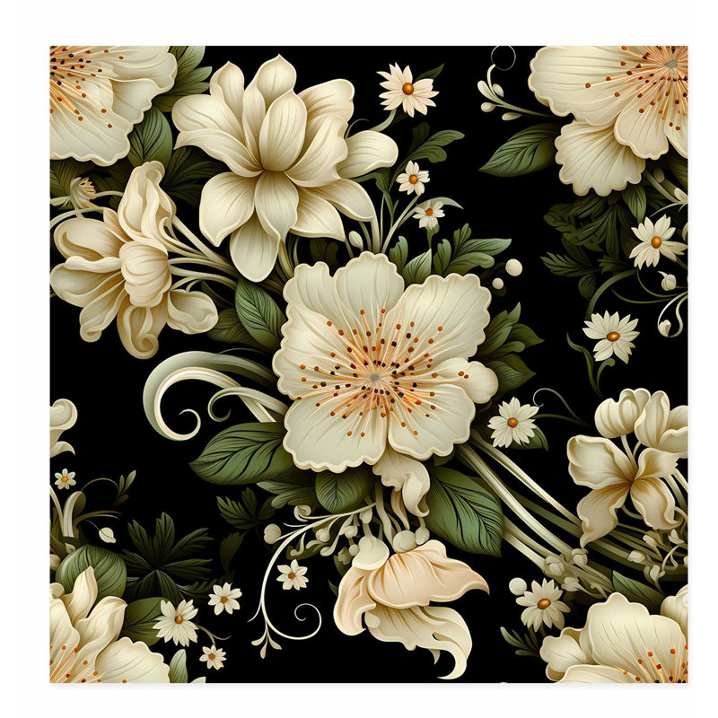 Impression florale florale victorienne, H 14 po x l 14 po