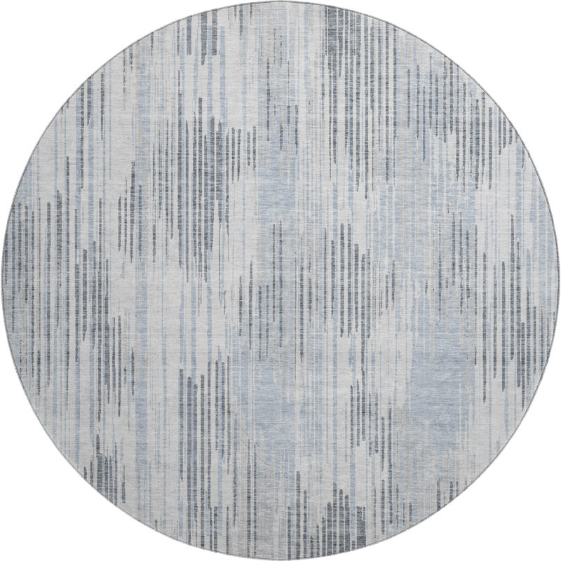 Premium Machine Washable Prisco Gray Rug, Round 8'
