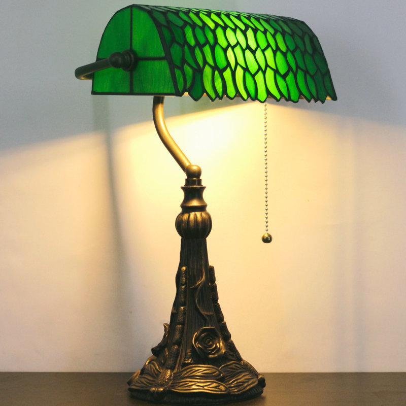 Petite lampe de table en verre coloré Tiffany Banker Tiffany