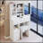 Compact and Practical Vanity Table Set with Cushioned Stool and Multiple Storage Layers-941154361