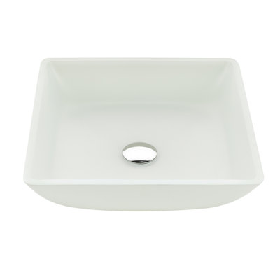 ANZZI 15.8'' White Glass Square Bathroom Sink