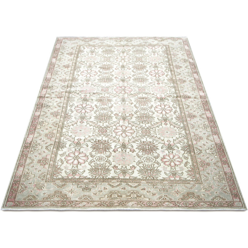 One-of-a-Kind Hand-Knotted 1960s 5'6" x 9' Wool Area Rug in Gray