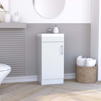 Madrid 16" Bathroom Vanity Single Door, Resin Sink And Faucet