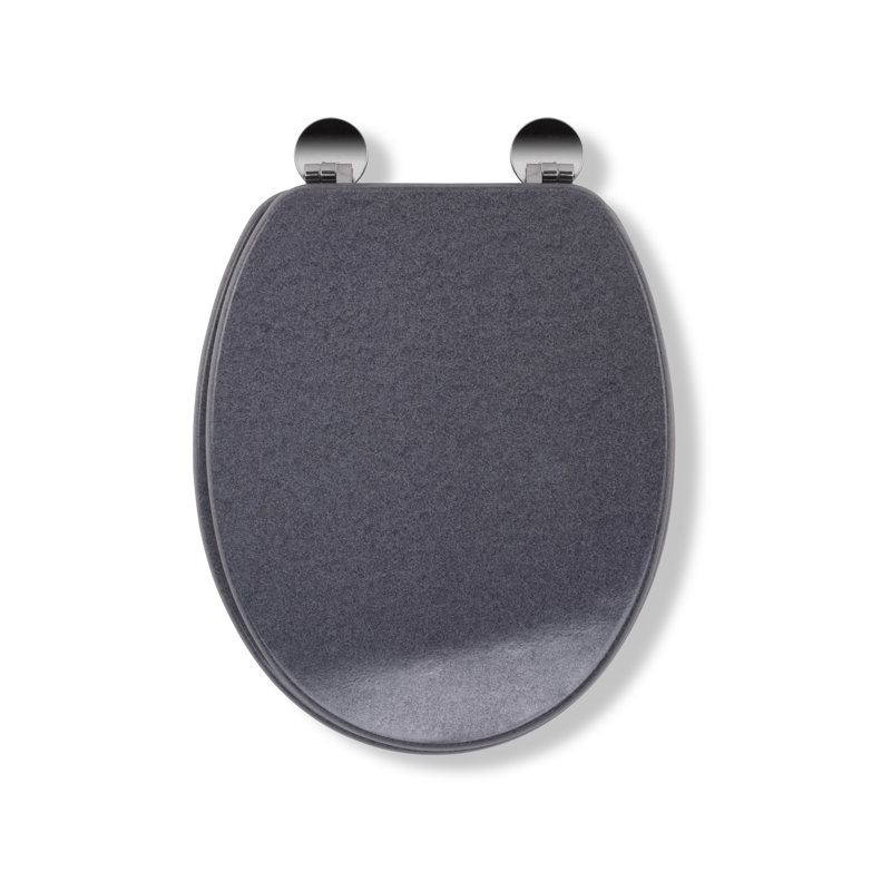 Dorney Flexi-Fix Wooden Toilet Seat - Adjustable Hinges with Top & Bottom Fixings Included and Rust Free Chrome Plated Hinge Covers, Antibacterial Treated Surface (Sandstone Effect)