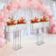 35.43" Modern Simple Silver Square Crystal Flower Stand For Wedding Birthday Party Events-125131231