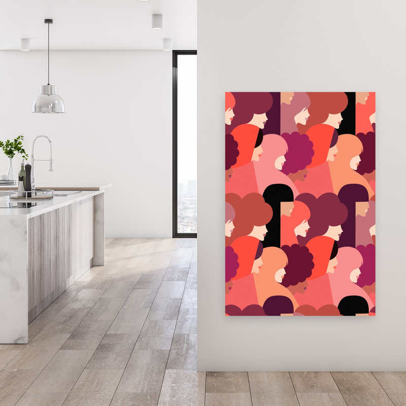 Profils de femmes colorés - Affiche murale moderne et abstraite, 48" H x 32" W