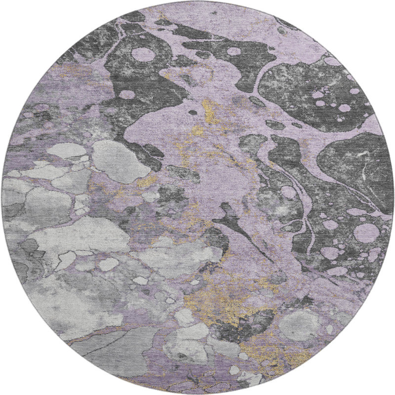 Premium Machine Washable Brashear AMF1909 Abstract Rug, Round 8'