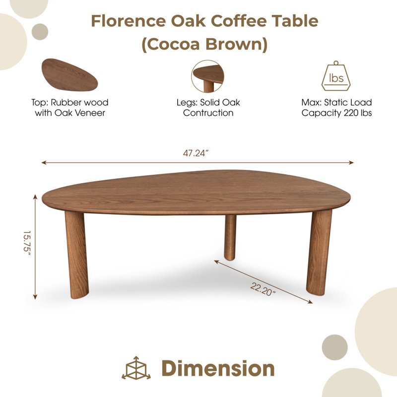 Jiona Oak Coffee Table - Cocoa Brown, Dark Brown