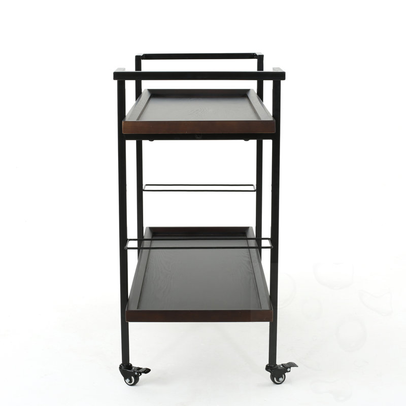 Chariot-bar roulant sur roulettes pour l'extérieur, Noyer