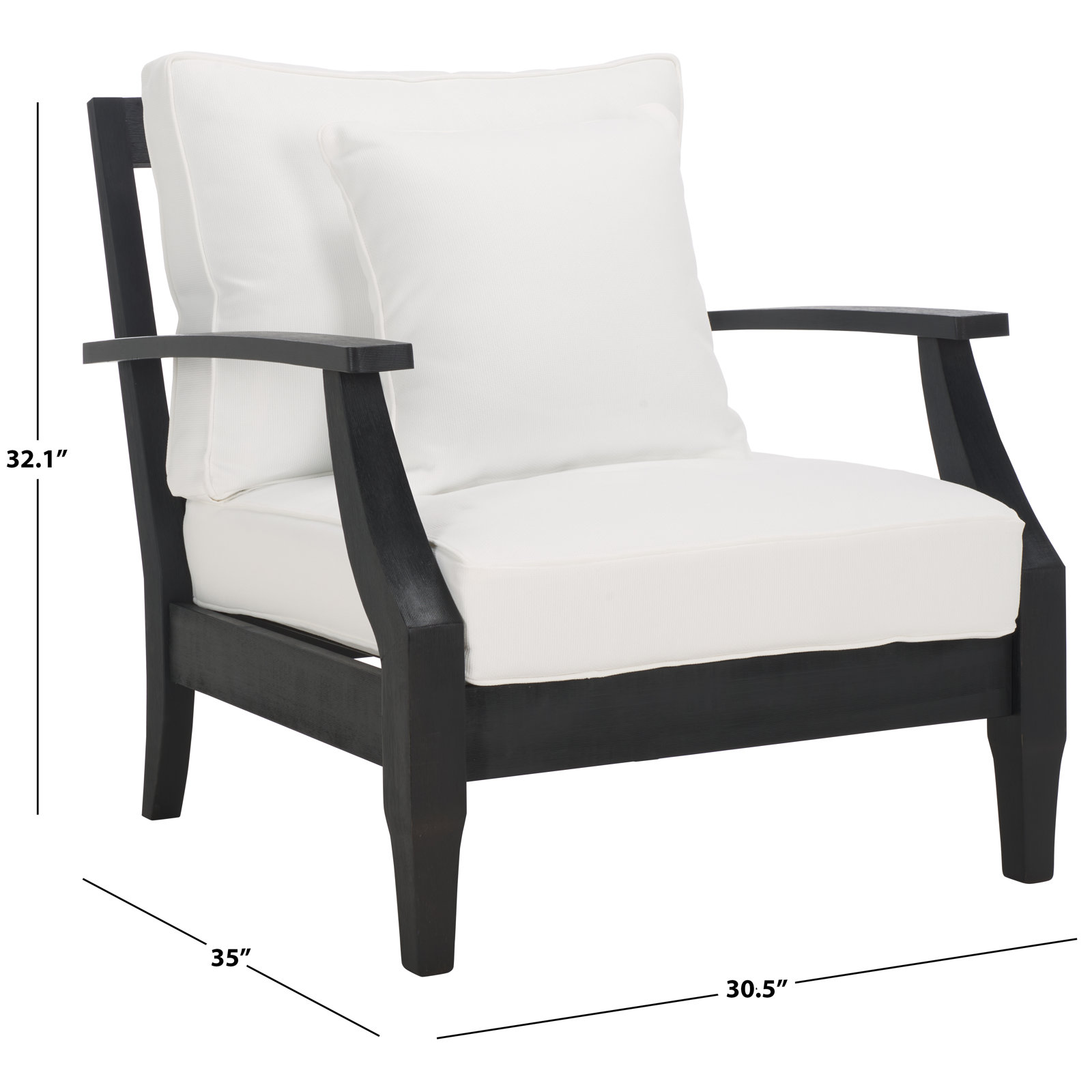 Samya Outdoor Chair with Cushions, Black, White