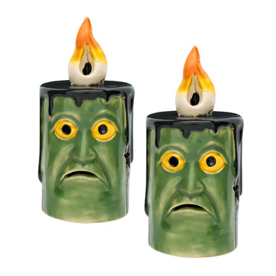 6in. Green Frankenstein Candle with LED Lights