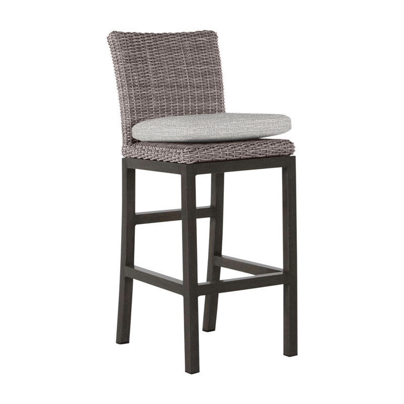 Rustic 30.5" Patio Bar Stool with Cushion, No Welt, Oyster, Verona Fossil
