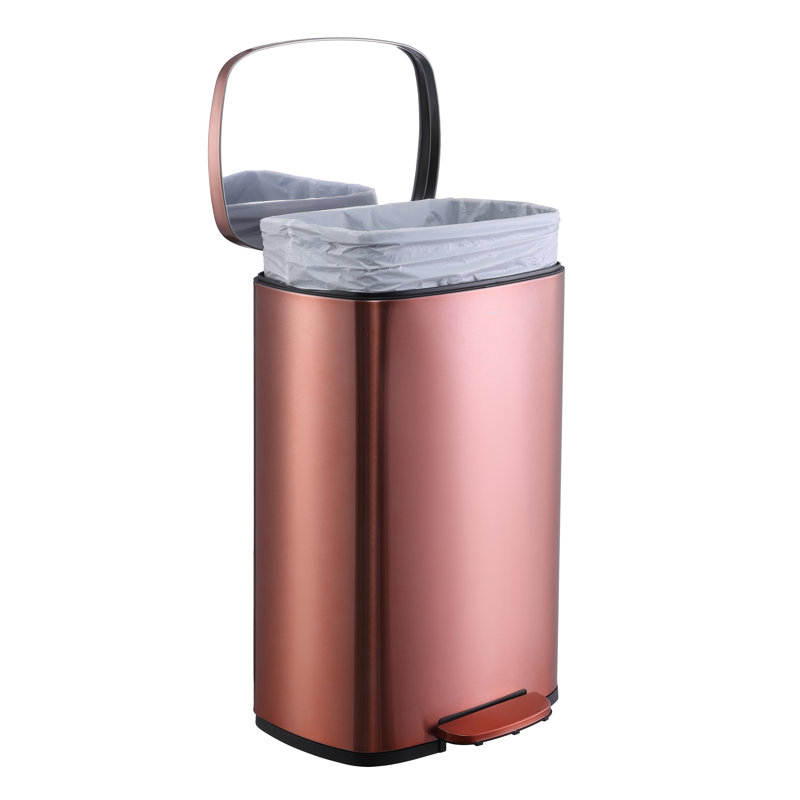 Steel Step On Kitchen Trash Can - 13.2 Gallons, Rose Gold