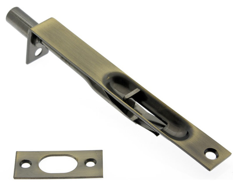Solid Brass Flush Bolt with Square End, Antique Brass