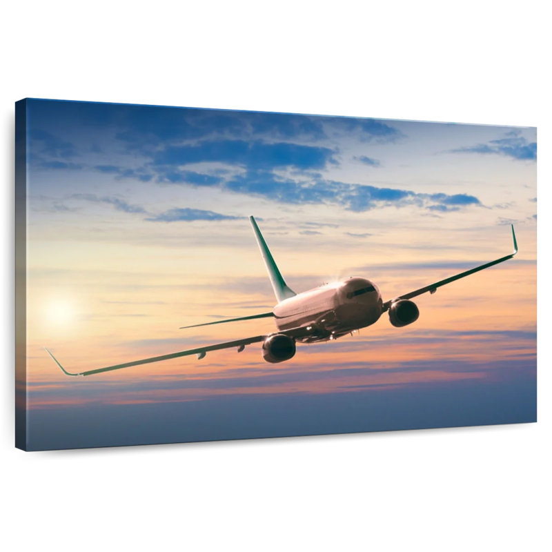 Avion volant Mehar au coucher du soleil, H 20 po x l 30 po