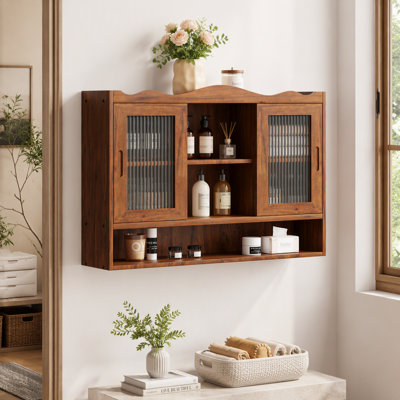 Armoire coulissante rétro à 2 portes avec trois niveaux d'espace de rangement, idéale pour les salles de bain, les cuisines, les salles à manger et les petits espaces