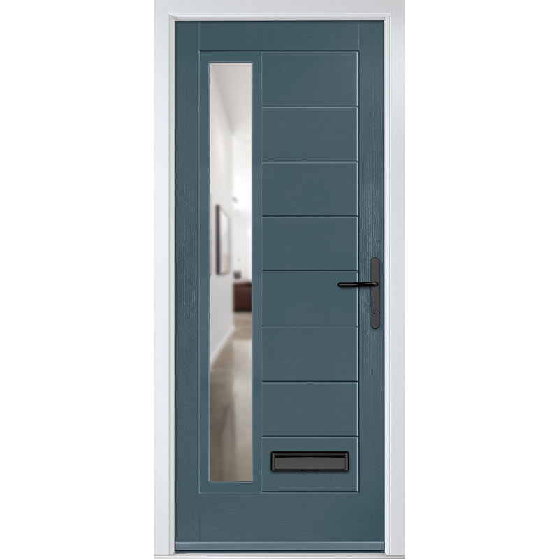 Crystal GRP Front door Monza Right Slate Grey 920mm x 2090mm Open in Right hand Clear Glass, Slate Grey, Left, 92mm x 209mm