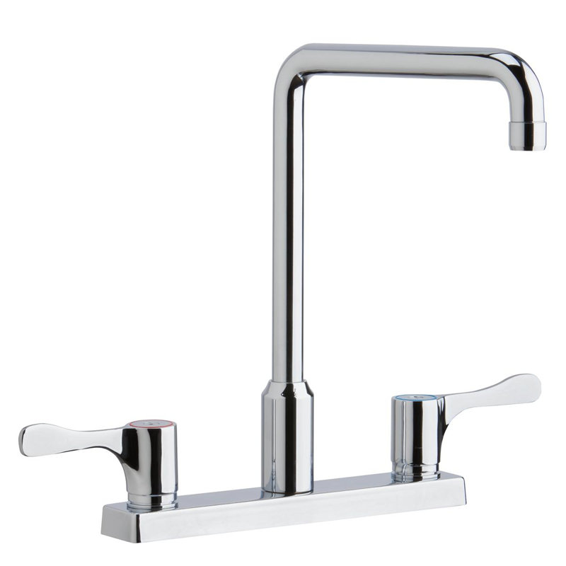 Pull Down Double Handle Kitchen Faucet With Deck Plate And Handles