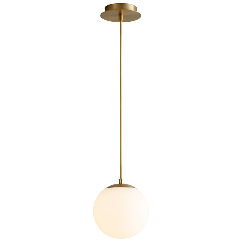 Luminaire suspendu sphère 1 lumière DEL Kamm, Laiton vieilli, H 129,5 po x l 8 po x P 8 po