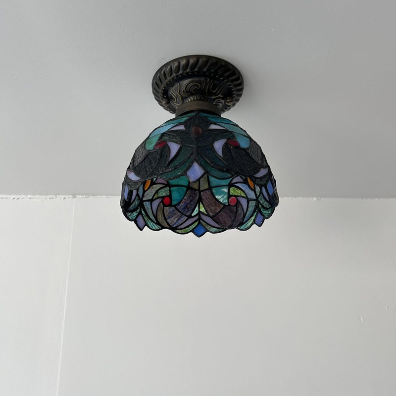 8'' 1 - Light Bowl Ceiling Fan Light Kit, Brown/Teal