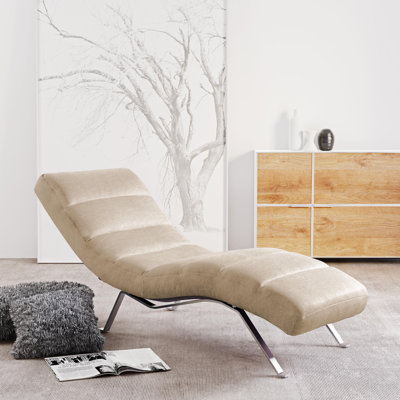 Brixham Upholstered Chenille Fabric Chaise Lounge with Adjustable Back