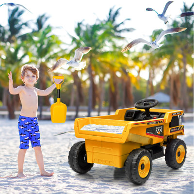 12V Kids Ride-On Dump Truck – Electric 4-Wheel Construction Vehicle with Remote Control, Auto-Lifting Dump Bed, Shovel, LED Lights, Music, Season Suspension – Toy Car for Toddlers Ages 3-8