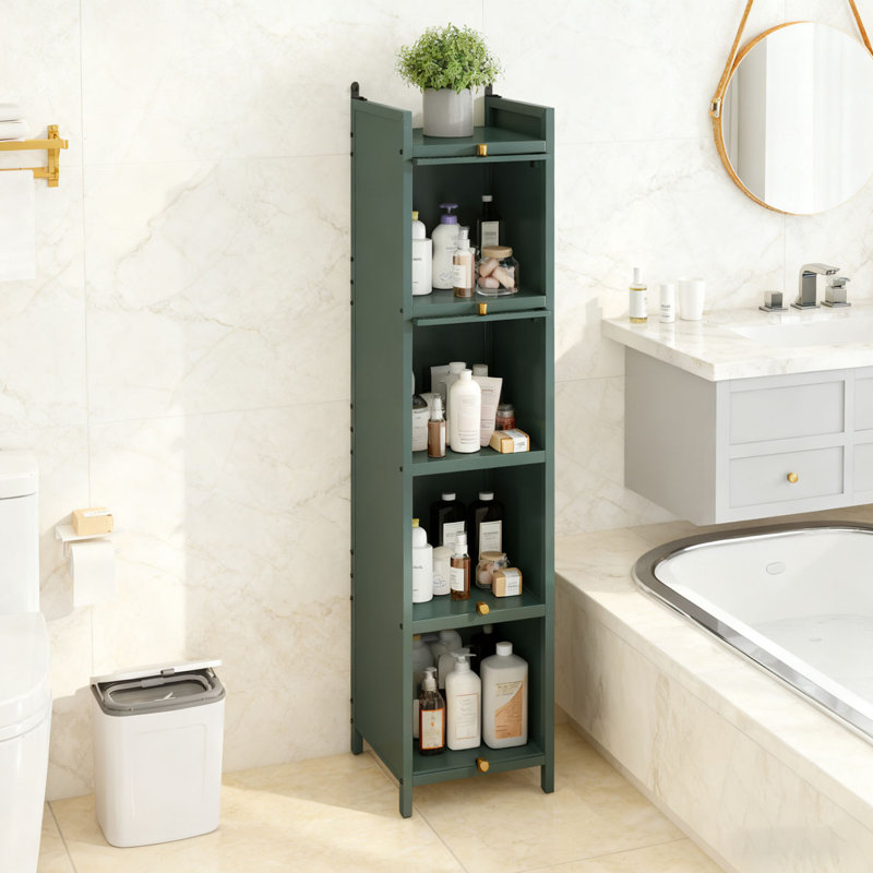 Armoire moderne en verre à quatre niveaux avec rangement à cinq niveaux, Vert foncé