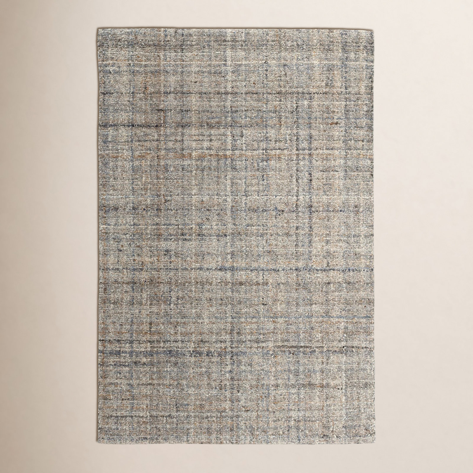 Harris Blue/Brown Hand Micro Hooked Wool Rug, Rectangle 5' x 8', Blue/Brown