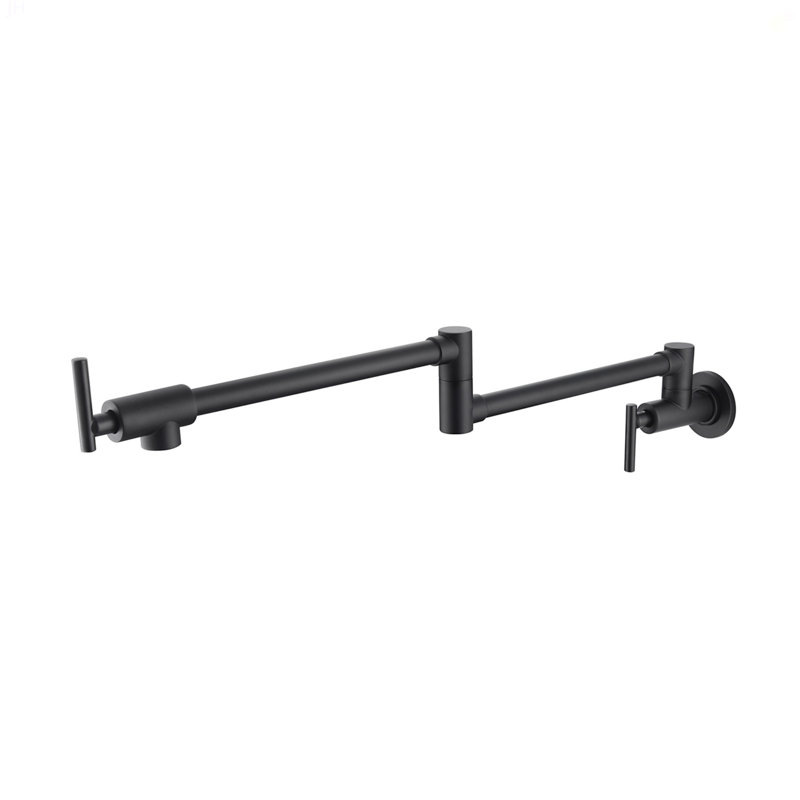 Wall Mount Folding Kitchen Pot Filler Faucet, Matte Black