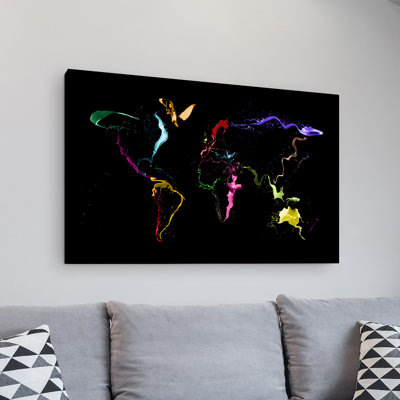 « world map-jeté paint » par michael tompsett, impression sur toile tendue