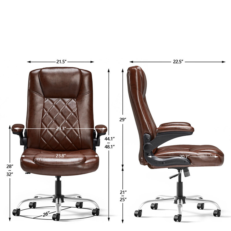 Fauteuil de direction ergonomique avec accoudoirs rabattables, Brun