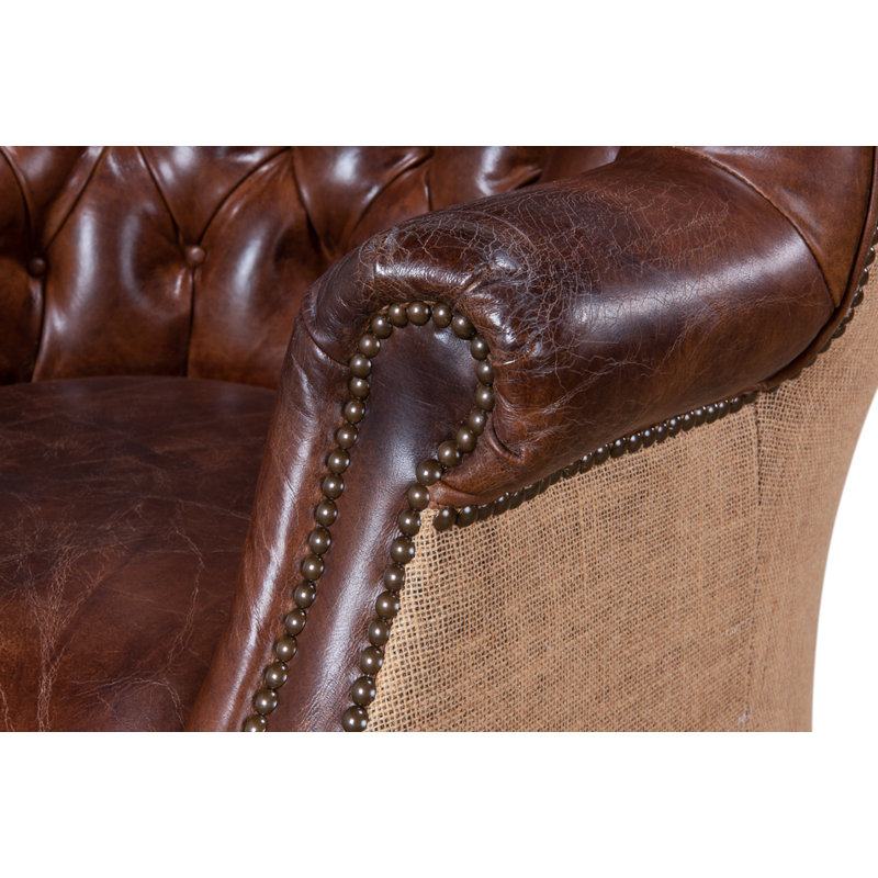 Welsh Wingback Chair, Vintage Cigar Genuine Leather