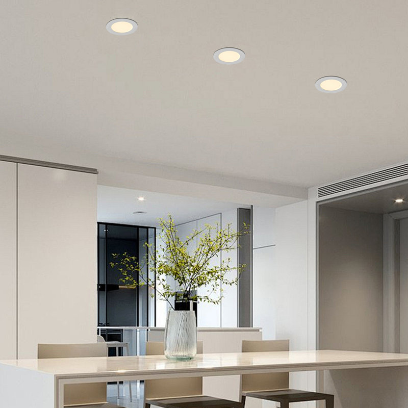 Paquet de 12 plafonniers encastrés à DEL ultra minces de 4 pouces avec boîte de jonction, luminaire à intensité variable à variation de couleur 2700K-5000K, 9W 810LM, facile à installer, idéal pour la cuisine, la chambre à coucher et le sous-sol